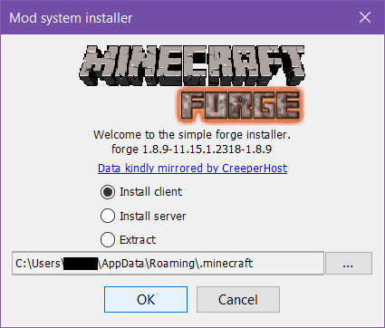 forge installer would not load in minecraft launcher